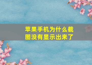 苹果手机为什么截图没有显示出来了