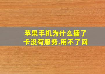 苹果手机为什么插了卡没有服务,用不了网