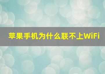 苹果手机为什么联不上WiFi