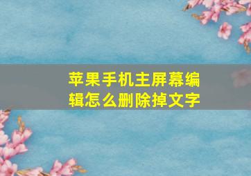 苹果手机主屏幕编辑怎么删除掉文字