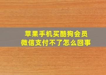 苹果手机买酷狗会员微信支付不了怎么回事