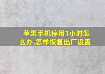 苹果手机停用1小时怎么办,怎样恢复出厂设置