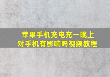 苹果手机充电充一晚上对手机有影响吗视频教程