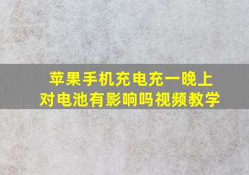 苹果手机充电充一晚上对电池有影响吗视频教学