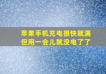 苹果手机充电很快就满但用一会儿就没电了了