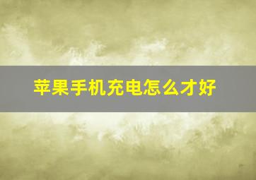 苹果手机充电怎么才好