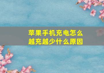 苹果手机充电怎么越充越少什么原因