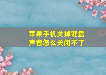 苹果手机关掉键盘声音怎么关闭不了