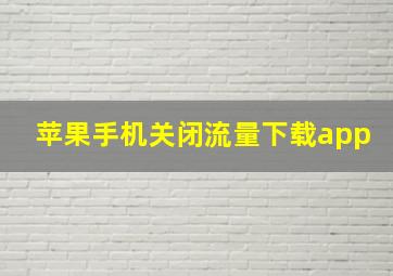 苹果手机关闭流量下载app