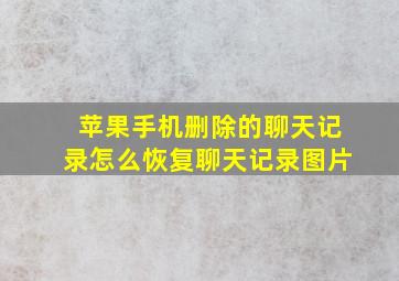 苹果手机删除的聊天记录怎么恢复聊天记录图片