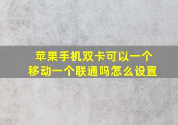 苹果手机双卡可以一个移动一个联通吗怎么设置