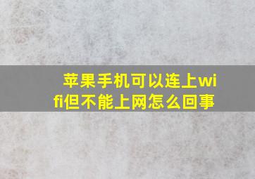 苹果手机可以连上wifi但不能上网怎么回事