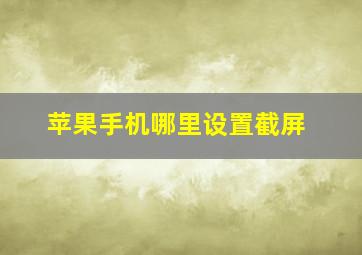 苹果手机哪里设置截屏