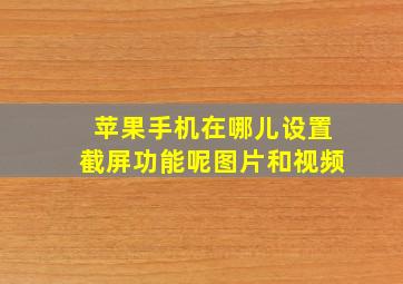 苹果手机在哪儿设置截屏功能呢图片和视频