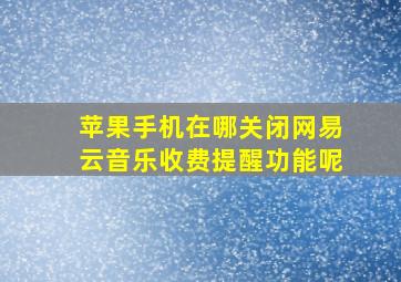 苹果手机在哪关闭网易云音乐收费提醒功能呢