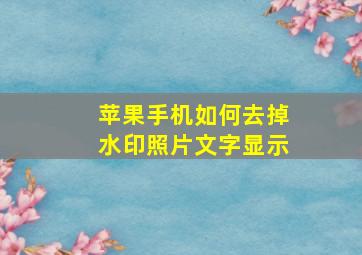 苹果手机如何去掉水印照片文字显示