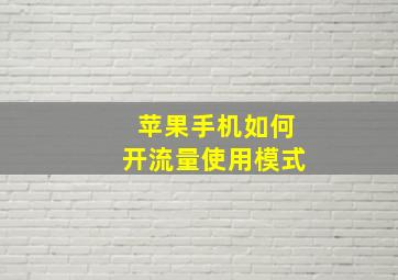 苹果手机如何开流量使用模式