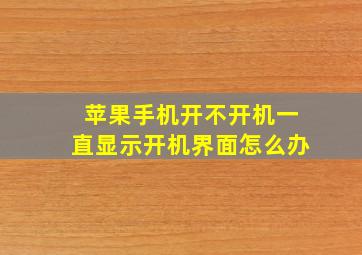 苹果手机开不开机一直显示开机界面怎么办