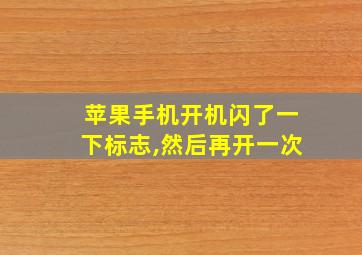 苹果手机开机闪了一下标志,然后再开一次