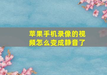 苹果手机录像的视频怎么变成静音了