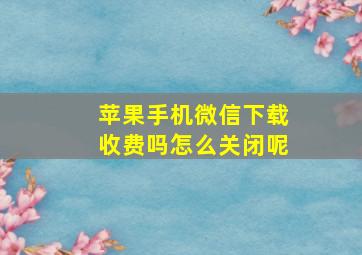 苹果手机微信下载收费吗怎么关闭呢