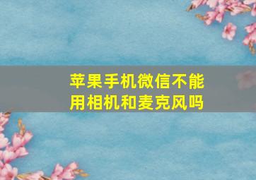 苹果手机微信不能用相机和麦克风吗