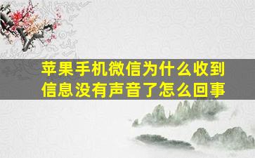 苹果手机微信为什么收到信息没有声音了怎么回事