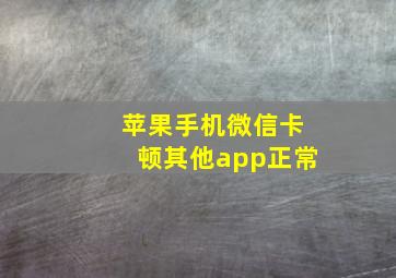 苹果手机微信卡顿其他app正常