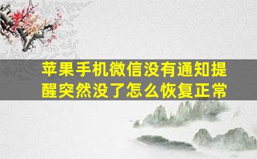 苹果手机微信没有通知提醒突然没了怎么恢复正常