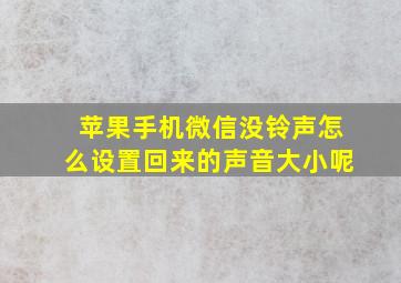 苹果手机微信没铃声怎么设置回来的声音大小呢