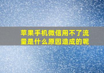 苹果手机微信用不了流量是什么原因造成的呢