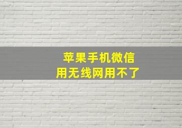 苹果手机微信用无线网用不了