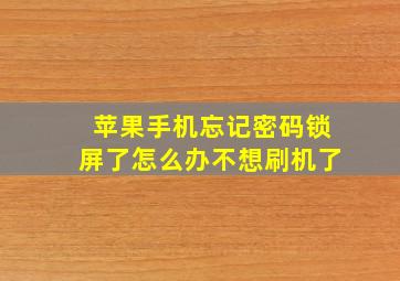 苹果手机忘记密码锁屏了怎么办不想刷机了