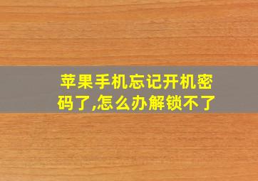 苹果手机忘记开机密码了,怎么办解锁不了