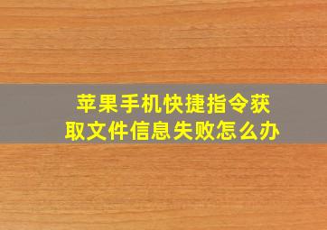 苹果手机快捷指令获取文件信息失败怎么办