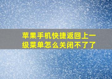 苹果手机快捷返回上一级菜单怎么关闭不了了