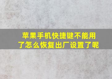 苹果手机快捷键不能用了怎么恢复出厂设置了呢