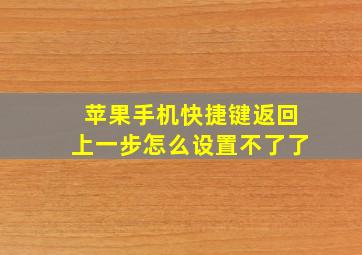 苹果手机快捷键返回上一步怎么设置不了了