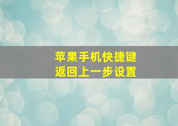 苹果手机快捷键返回上一步设置