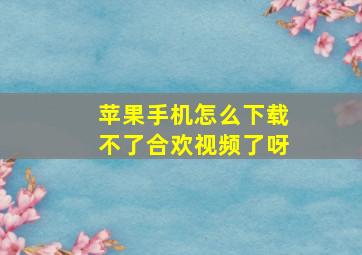 苹果手机怎么下载不了合欢视频了呀