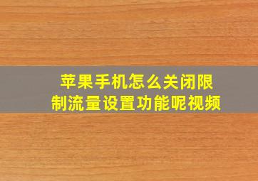 苹果手机怎么关闭限制流量设置功能呢视频