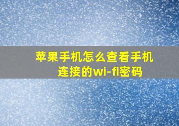 苹果手机怎么查看手机连接的wi-fi密码