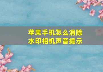 苹果手机怎么消除水印相机声音提示