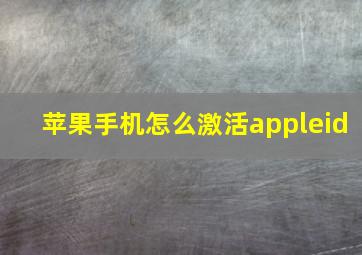 苹果手机怎么激活appleid