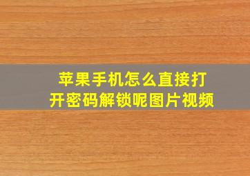 苹果手机怎么直接打开密码解锁呢图片视频