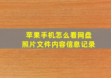 苹果手机怎么看网盘照片文件内容信息记录