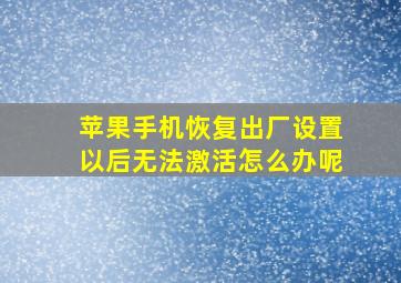 苹果手机恢复出厂设置以后无法激活怎么办呢