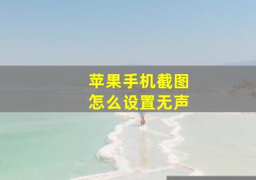 苹果手机截图怎么设置无声