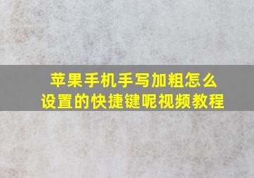 苹果手机手写加粗怎么设置的快捷键呢视频教程