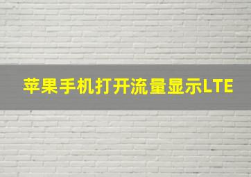 苹果手机打开流量显示LTE